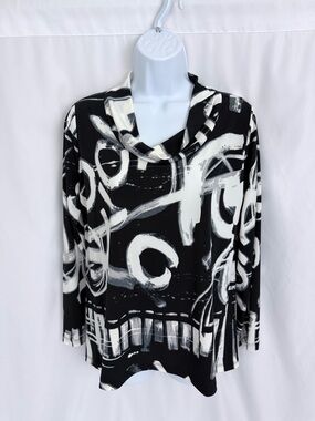 Lisa Bayne Cowl Neck Long Sleeve Top Size Small